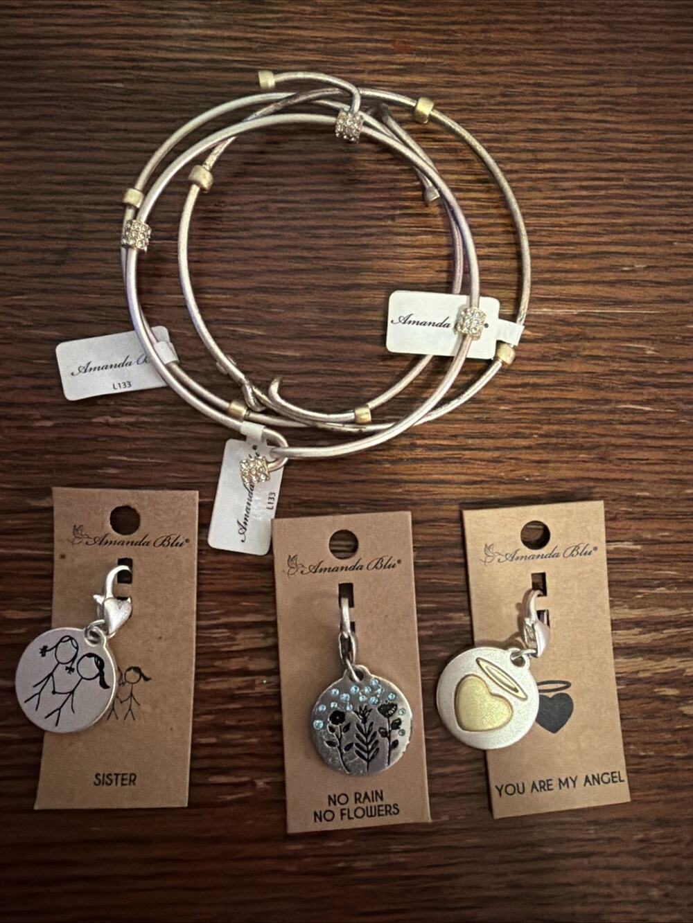 Amanda Blu Jewelry 3 Bracelets 3 Pendants New Charms Silver And Gold Tone
